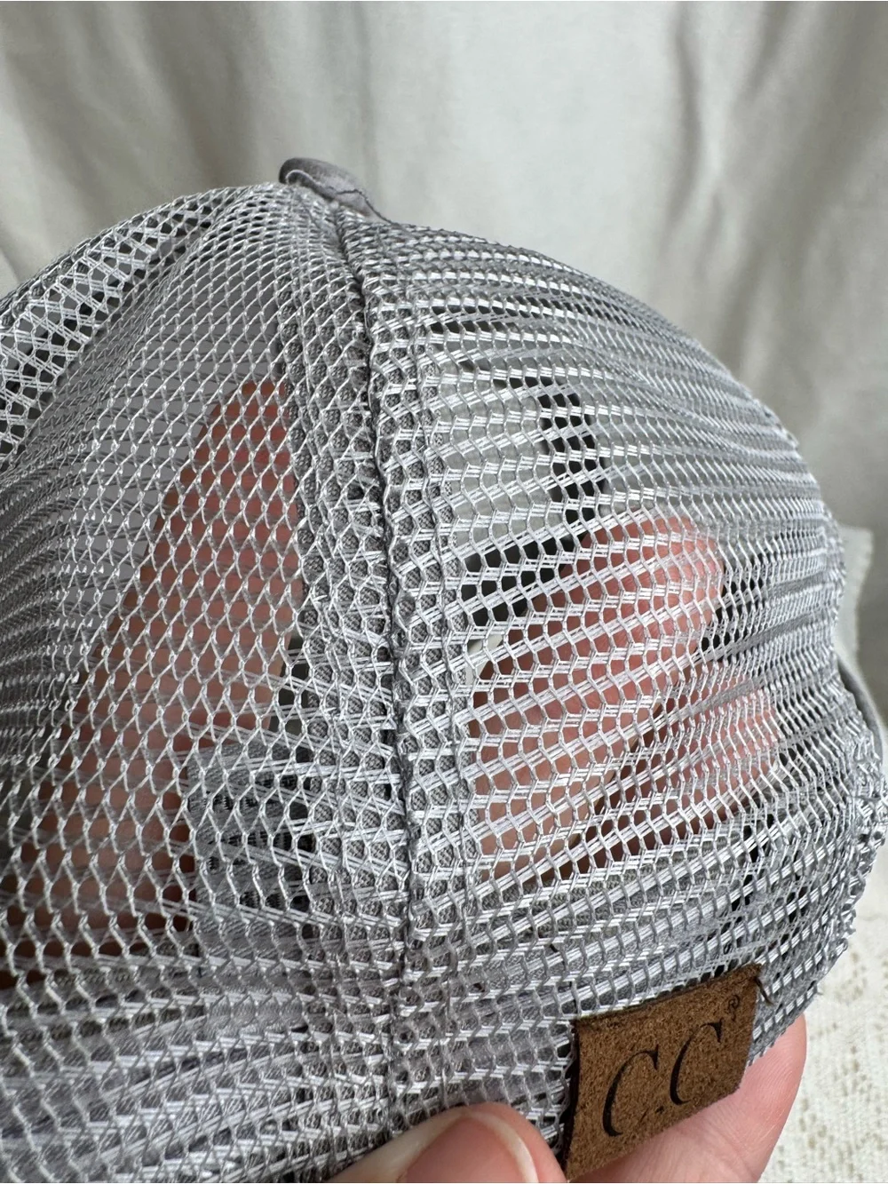 C.C Gray Distressed Faux Leather Mesh Trucker Hat Adjustable Baseball Cap
